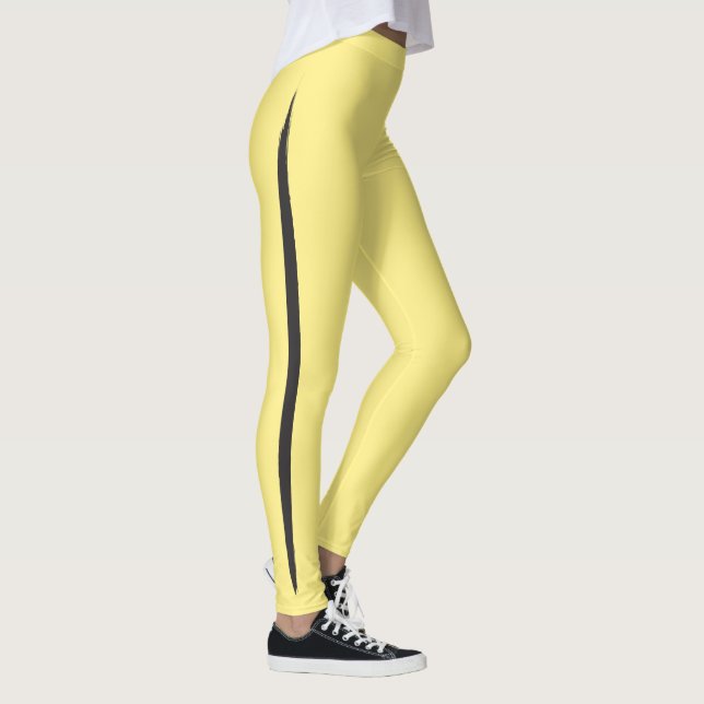 Leggings Brush artistique Side Stripe Noir Bumble Bee Jaune (Droite)