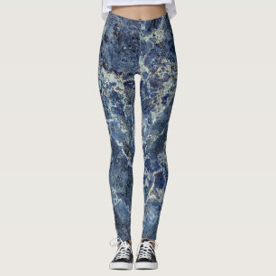 Leggings Bue Gris Marbre Noir & Veines Beige