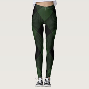 Leggings Buffalo check Celtic Green and Black Squares Plaid