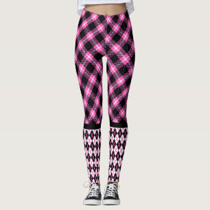 Leggings Buffalo Plaid & Jacquard en Fuchsia & Black
