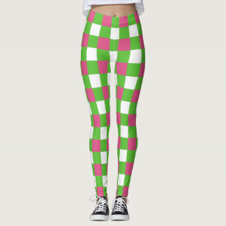 Leggings Buffle rose et vert sororité Plaid
