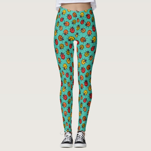 Leggings Bugs colorés sur turquoise (Devant)