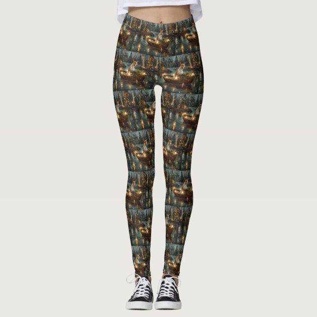 Leggings Bull Terrier Noël Festive Voyage (Devant)