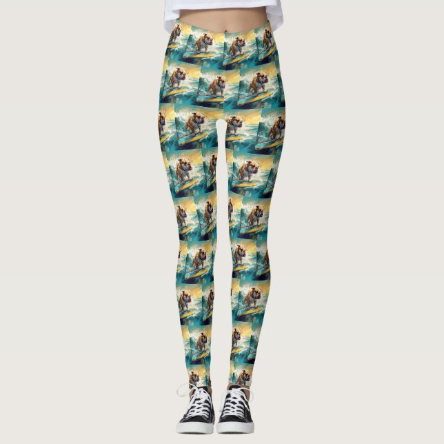 Leggings Bulldog Beach Surf Peinture (Devant)