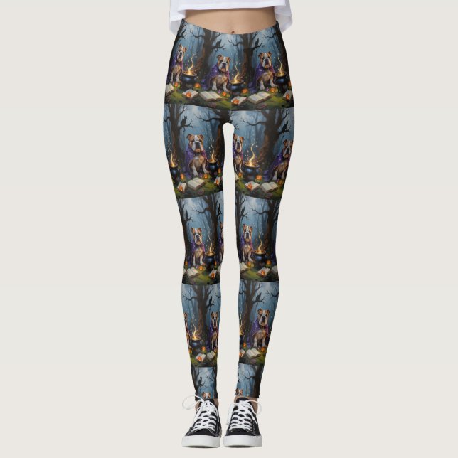 Leggings Bulldog Whimsical Halloween peinture (Devant)