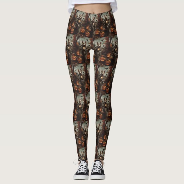 Leggings Bulle Terrier Riding Moto Halloween effrayant (Devant)