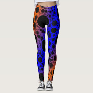Leggings Bulles d'espace tachetées - Bleu/Orange
