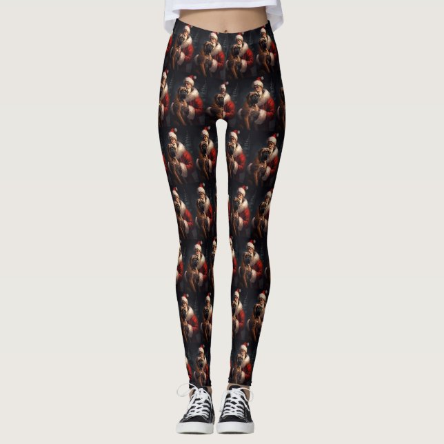 Leggings Bullmastiff avec Noël Festif du Père Noël (Devant)