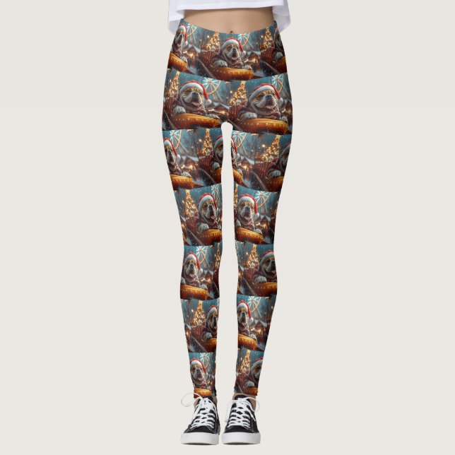 Leggings Bullmastiff Dog Roller Dessous de verre Noël (Devant)