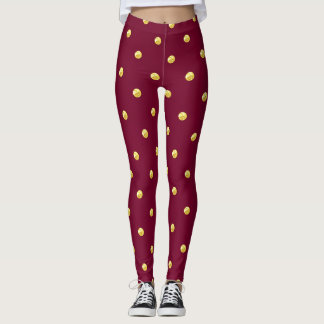 Leggings Burgundy and Gold Dot 