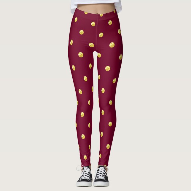 Leggings Burgundy and Gold Dot  (Devant)