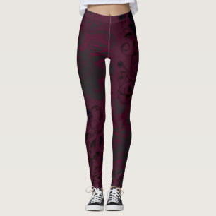Leggings Burgundy & Black Dark Garden Gothique Glam