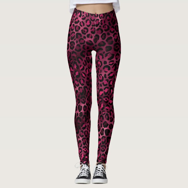 Leggings Burgundy et Gold Leopard Series Design 9 (Devant)