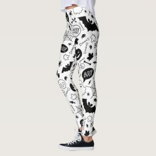 Leggings BW Art Motif Halloween Motif Halloween Art