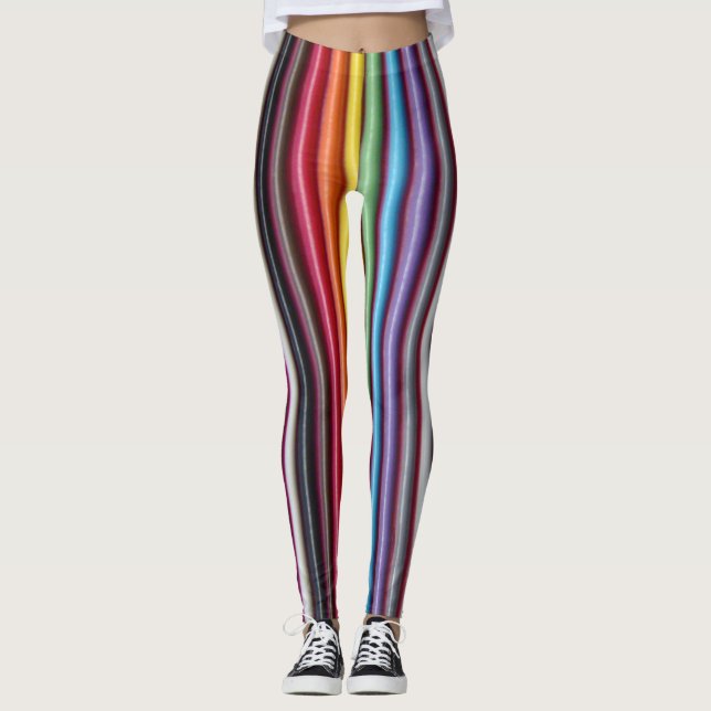 Leggings Câble de ruban arc-en-ciel vertical (Devant)