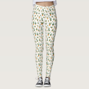 Leggings Cactus pointillés sur blanc