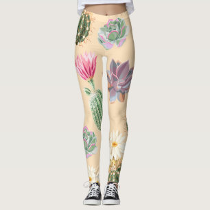 Leggings Cactus Succulent : Motif de détail élevé