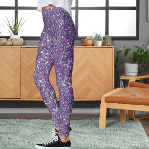 Leggings Cadeau de sport avec fond pailleté gris violet mod