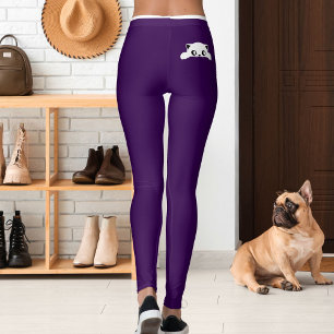 Leggings Cadeau personnalisé chat violet blanc rayures