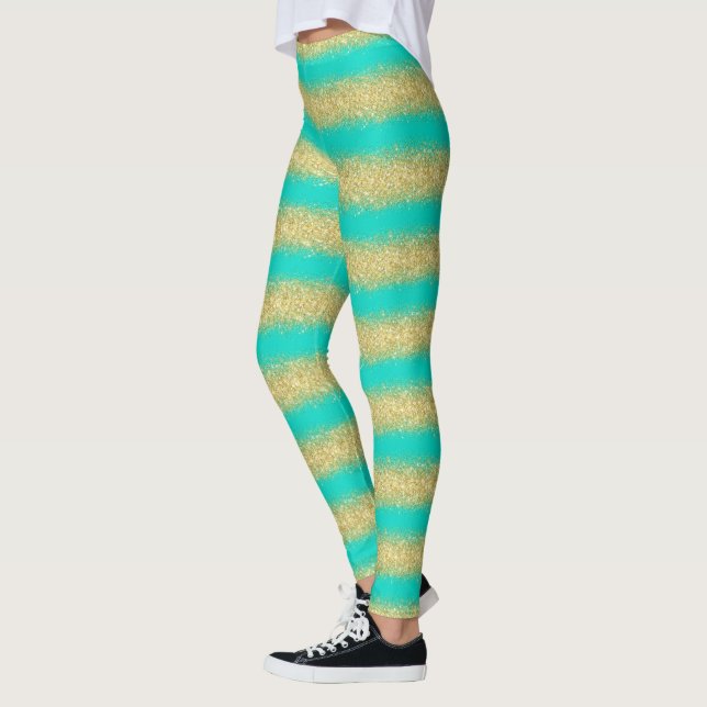 Leggings Cadeau populaire de luxe Turquoise Parties scintil (Gauche)