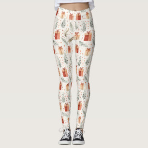 Leggings Cadeaux de Noël, Pois et botaniques