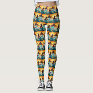 Leggings Cairn Terrier Plage Surf Peinture