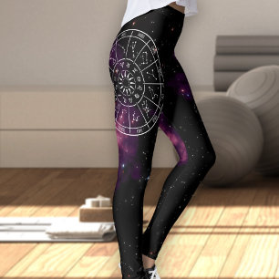 Leggings Calendrier zodiaque   Nebula violette & Signes éto
