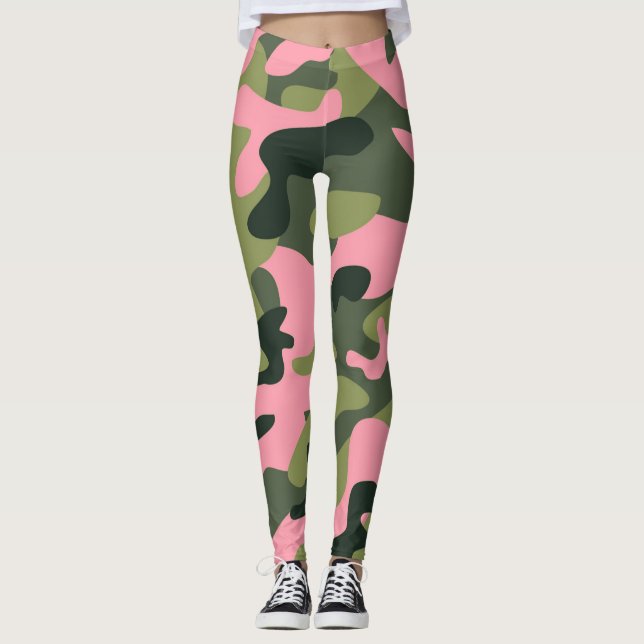Leggings Camo camouflage vert et rose Armée (Devant)