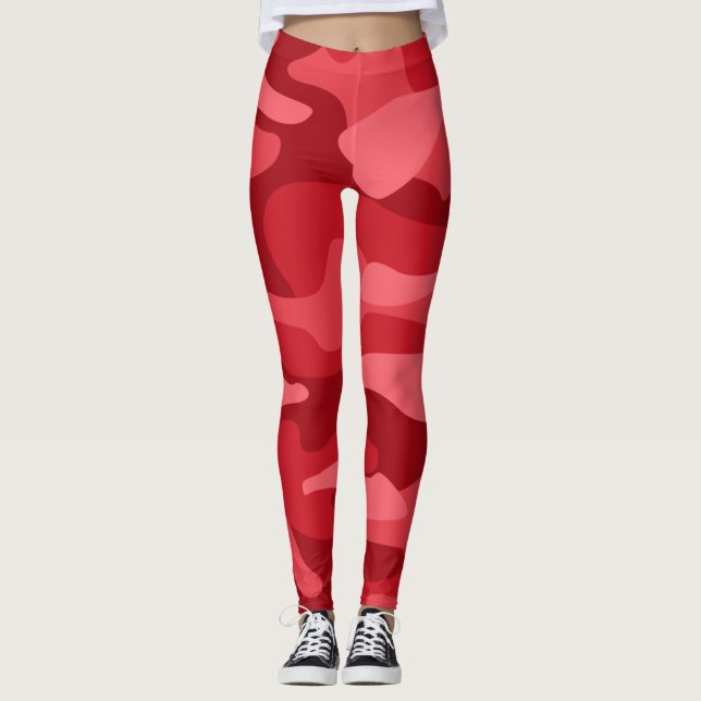 Leggings Camo de couleur rouge impériale (Devant)