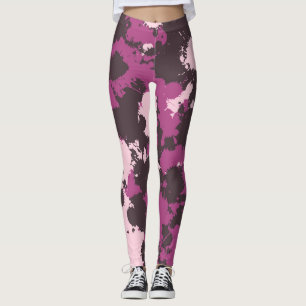 Leggings Camo Mauve Pink Paint Splatz