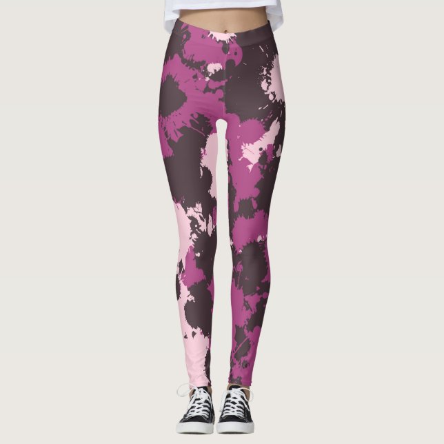 Leggings Camo Mauve Pink Paint Splatz (Devant)