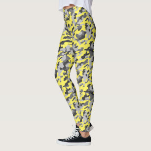 Leggings Camo noir, gris et jaune tendance pour les sports