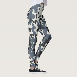Leggings Camouflage Camo Police Gris Noir Blanc