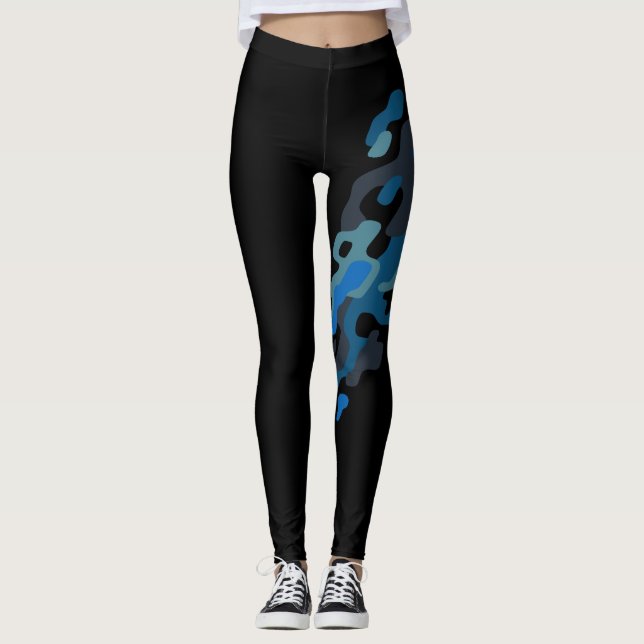 Leggings Camouflage Camo vintage Streak Blue (Devant)
