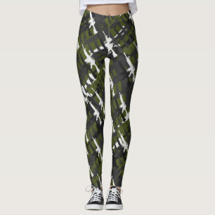 Leggings Camouflage Fusil Style militaire Arme à feu vert C