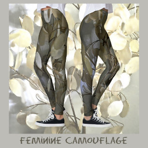 Leggings Camouflage gris et vert féminin
