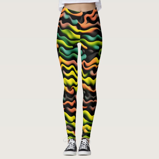 Leggings Camouflage Jaune Orange Motif psychédélique (Devant)