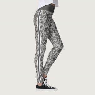 Leggings Camouflage militaire gris rayures blanc et gris