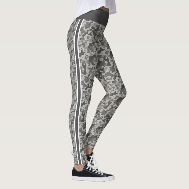 Leggings Camouflage militaire gris rayures blanc et gris (Droite)