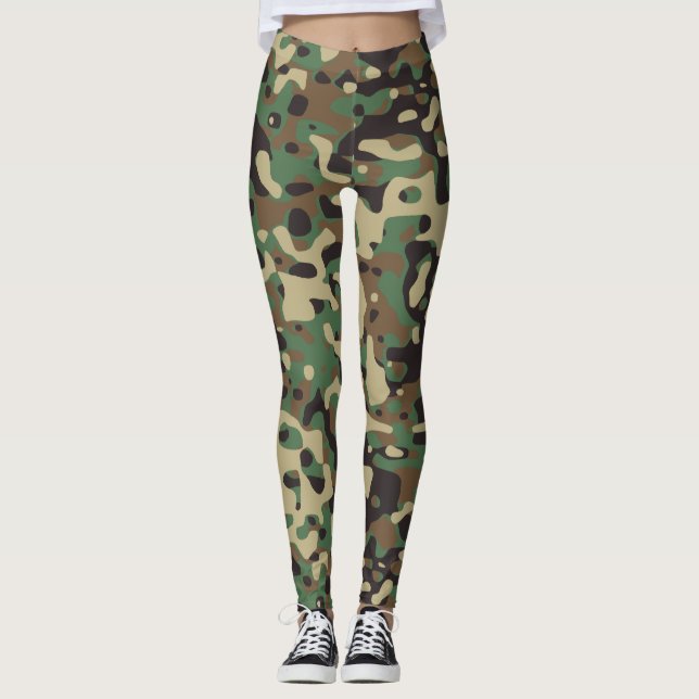 Leggings Camouflage Motif vert de l'armée militaire (Devant)