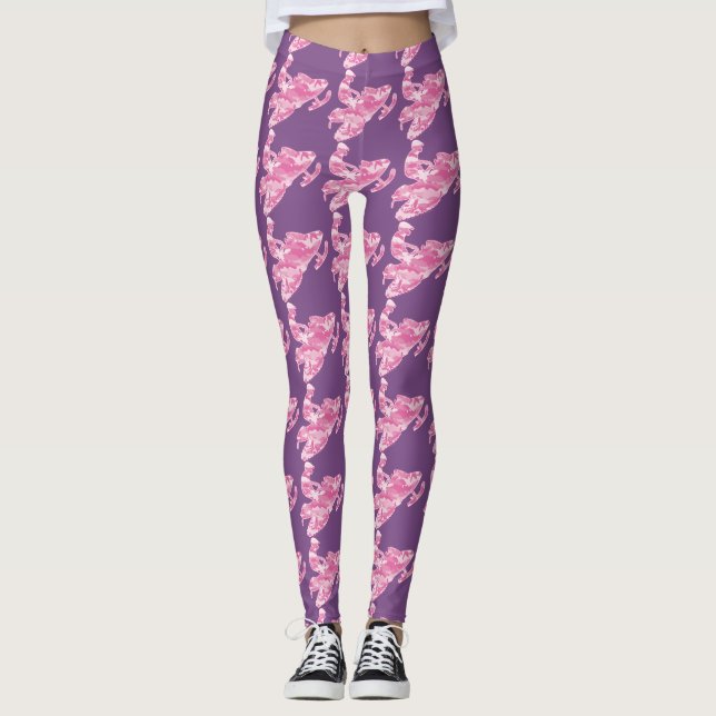 Leggings Camouflage Motoneige rose (Devant)