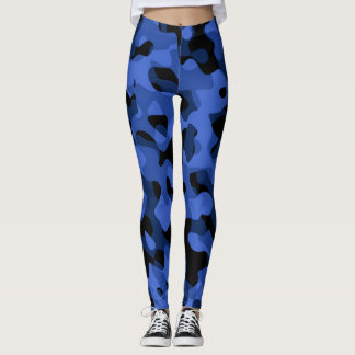 Leggings Camouflage noir et bleu Motif d'impression