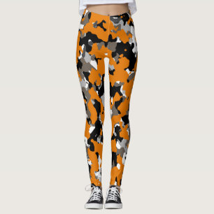 Leggings Camouflage noir gris orange Tan