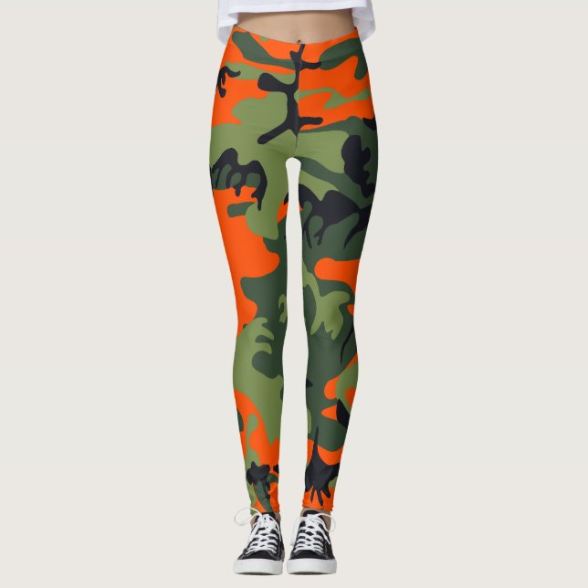 Leggings Camouflage orange et vert, Militaire, Armée (Devant)