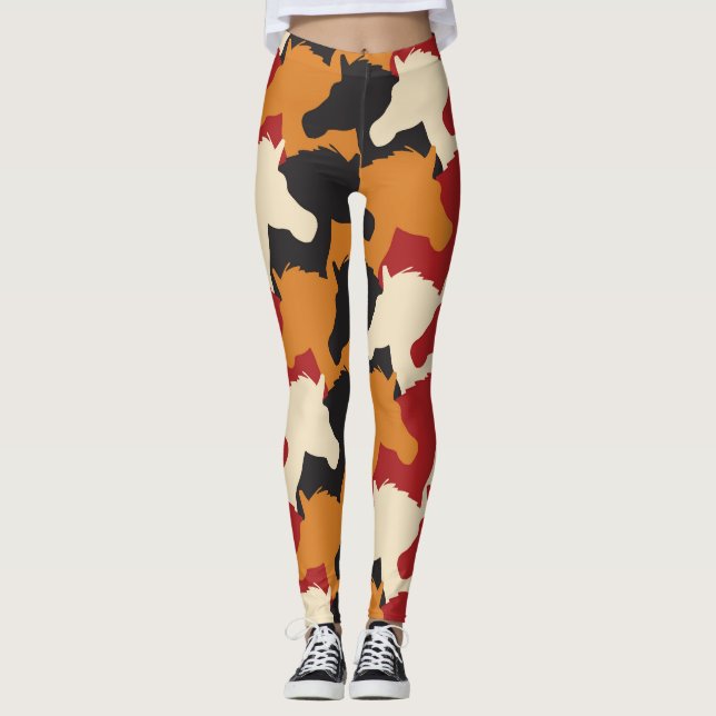 Leggings Camouflage tête de licorne, répétition motif. (Devant)