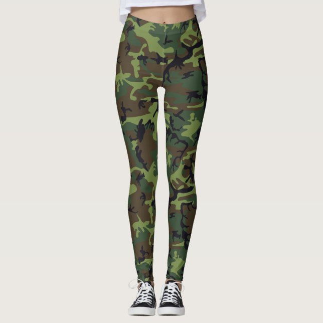 Leggings Camouflage vert Brown de bois Camouflage Motif Cam (Devant)