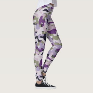 Leggings Camouflage violet Lavande Motif Camo vert