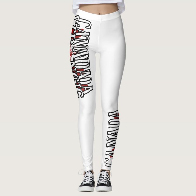 Leggings Canada Fort Rouge et Blanc Canada Drapeau Feuille  (Devant)
