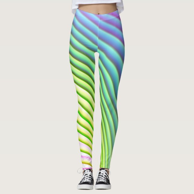 Leggings Candy Stripe Pastel Arc-en-ciel couleur vive (Devant)