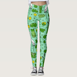 Leggings Cannes, hérons, lis : essaim vintage.
